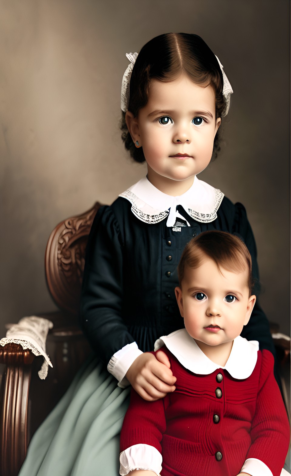 Time's Folly - victorian baby with toddler portrait preview