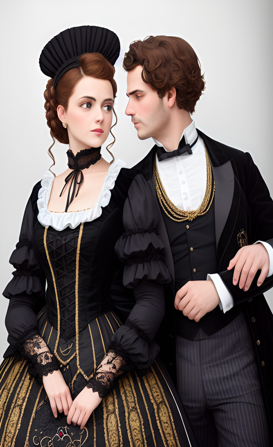 victorian city, 8k, portrait, united kingdom , love, lovers, man and woman victorian era clothing preview