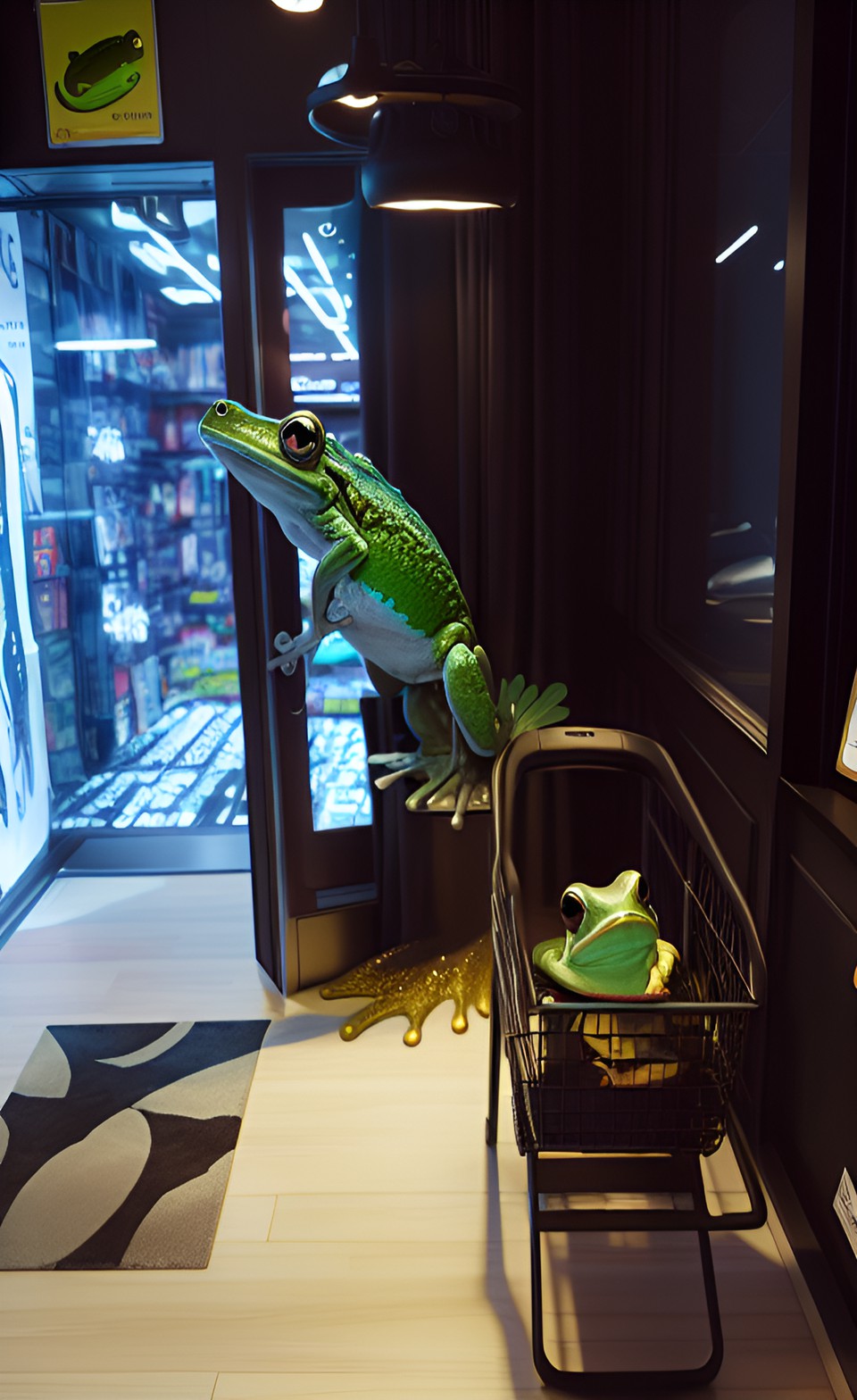 giant frog in a store preview