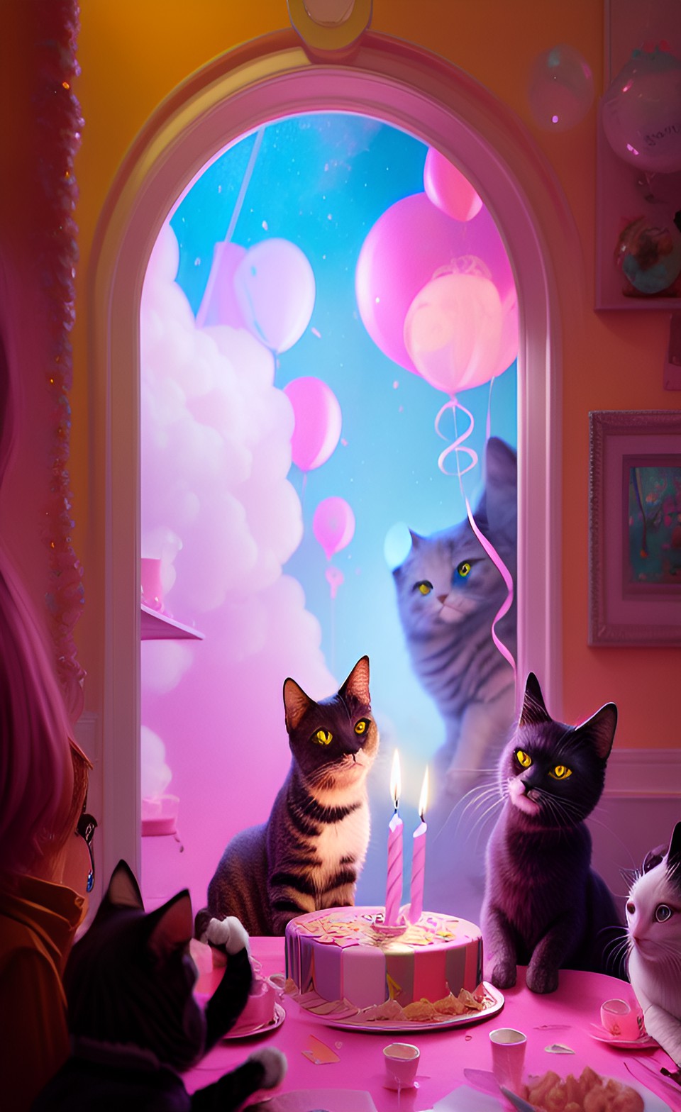 cat pink birthday party preview