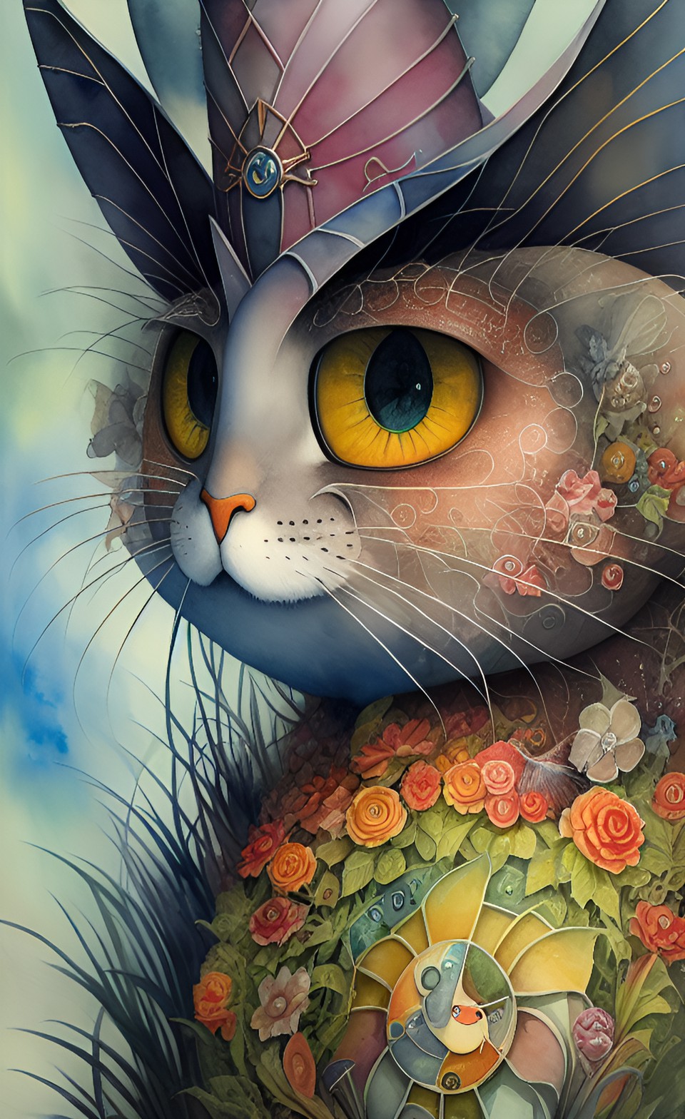 close up, watercolor, artwork by leonora carrington & didier laurence & naoto hattori & nicoletta ceccoli & jean-baptiste monge & bernard frize & gunta stölzl preview