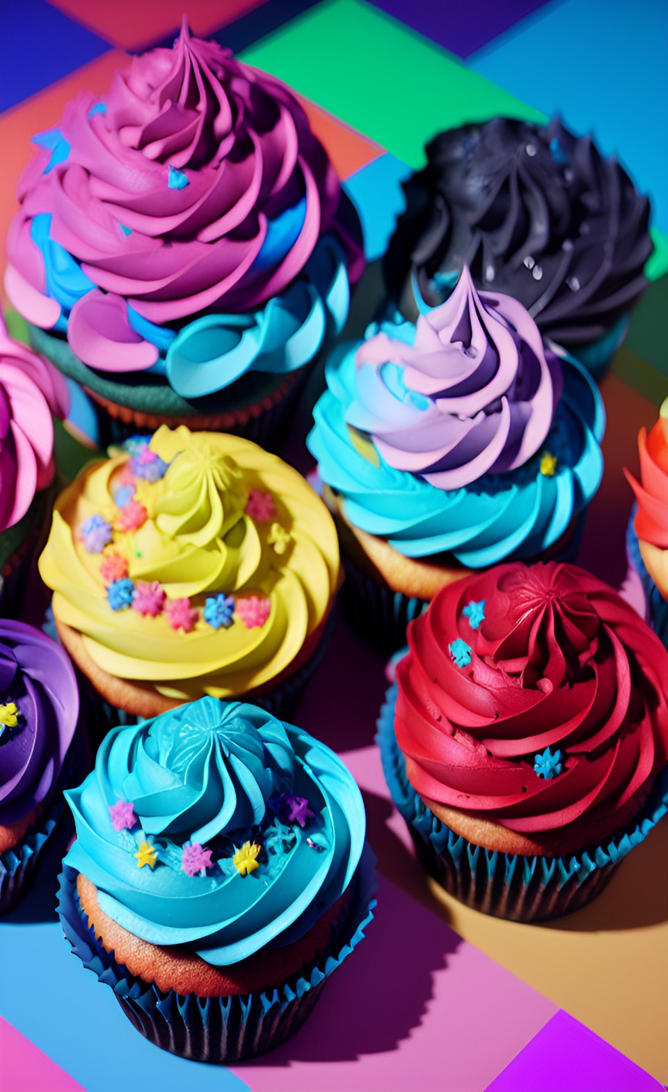 Sweet Color Cakes - multicolored frosted cupcakes preview