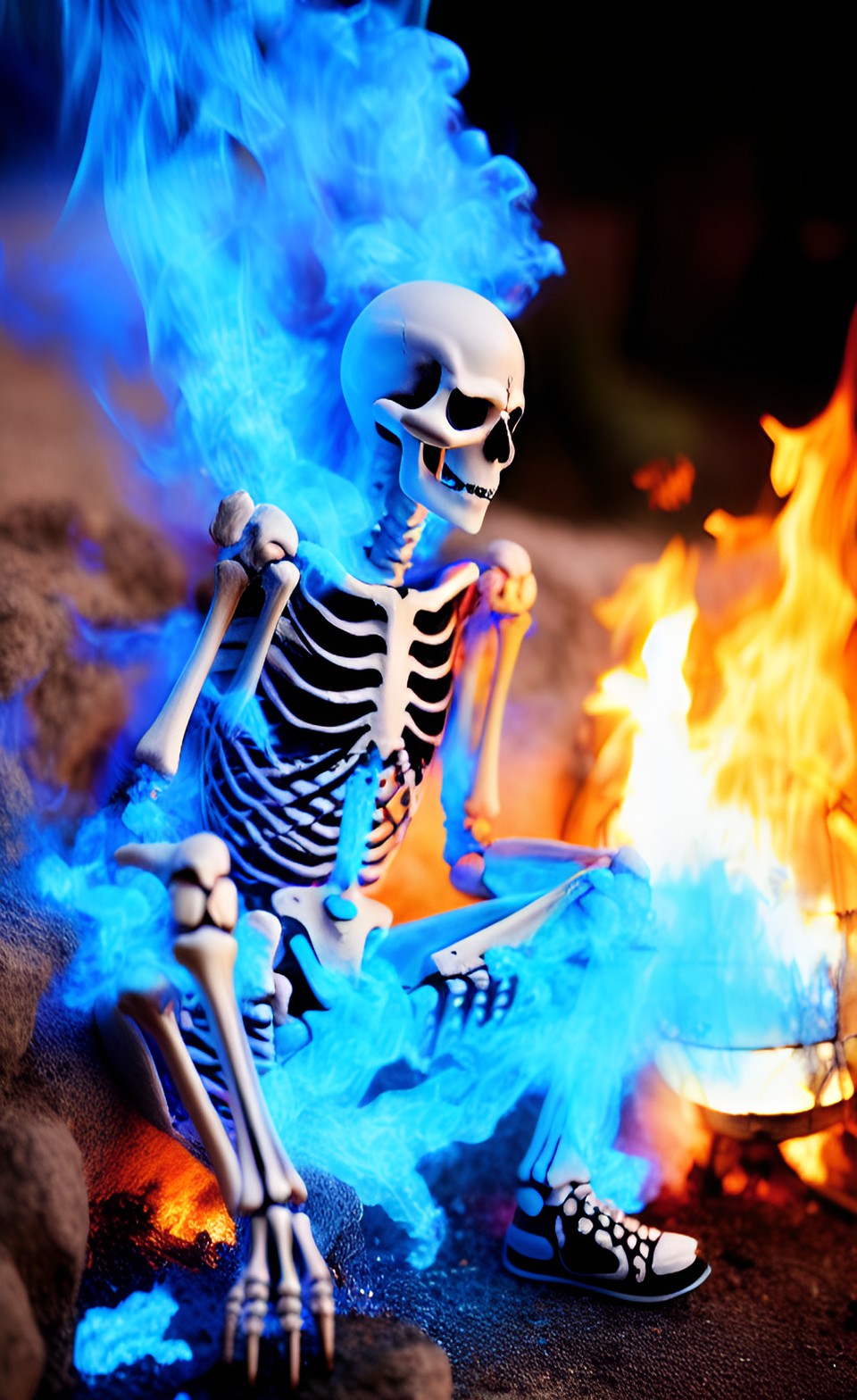 skeleton on blue fire preview