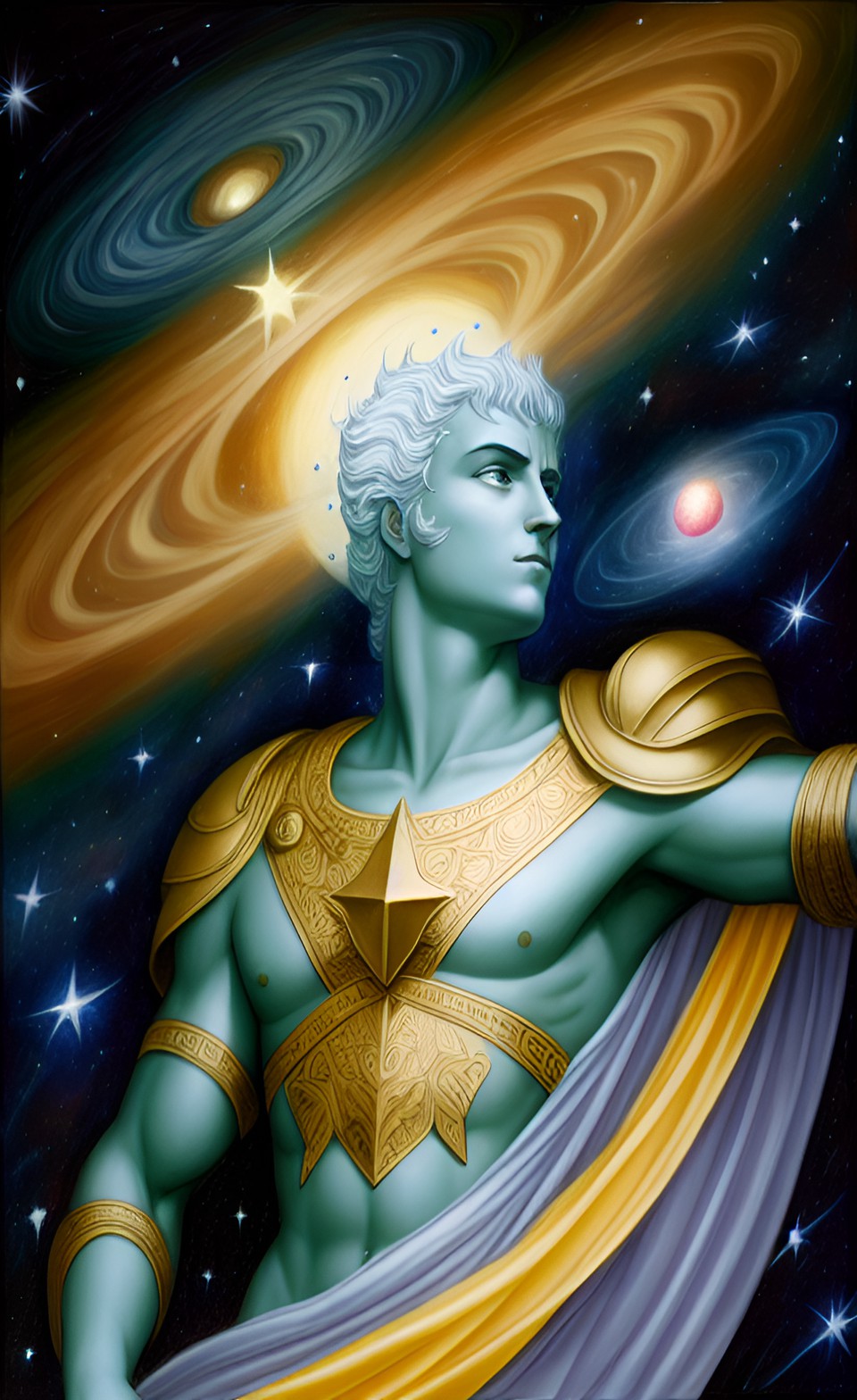 eru iluvatar in the style of michelangelo. stars and galaxies. brightly illuminated. powerful. majestic. preview