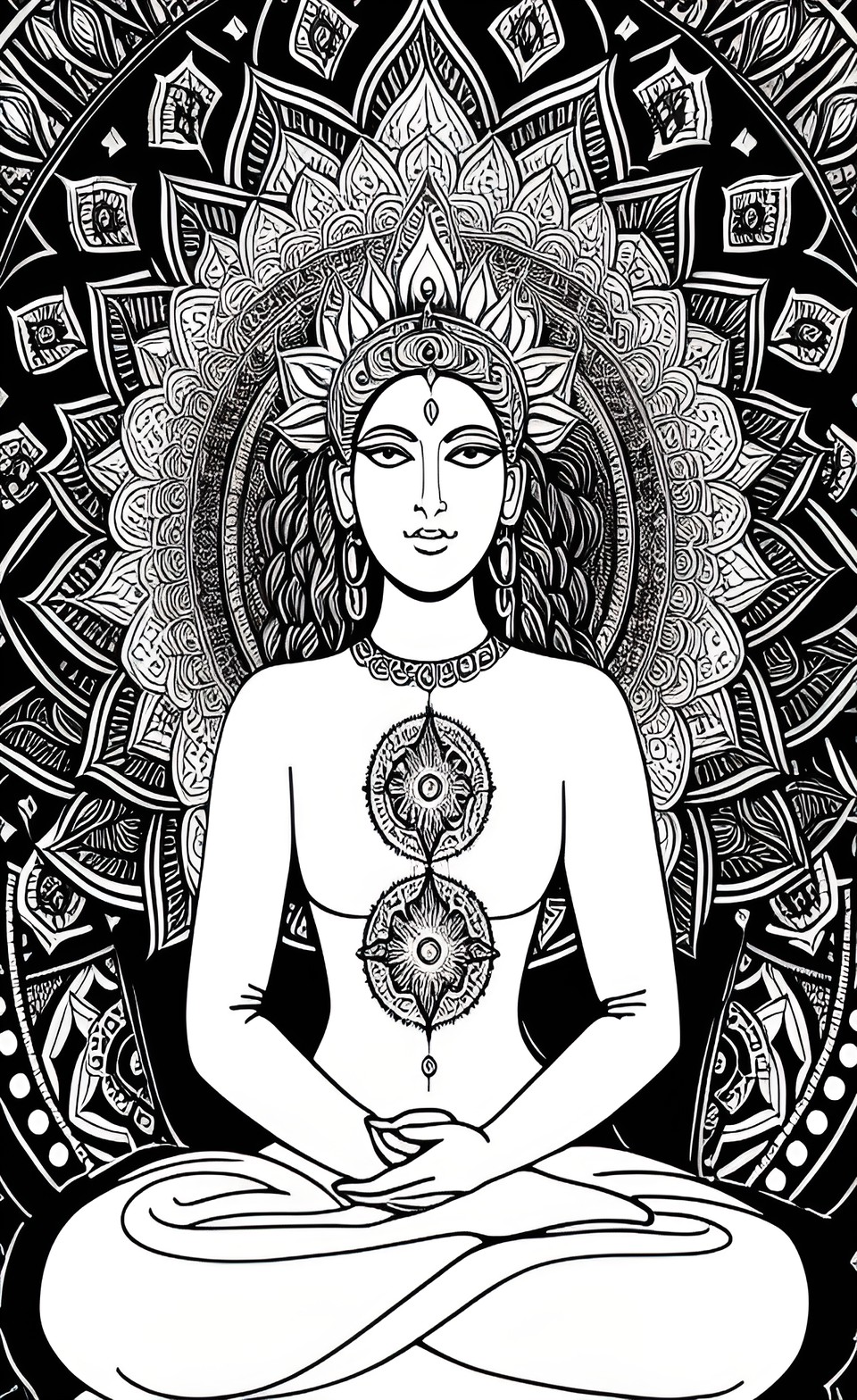 chakras - spiritual awakening, chakras, soul, innermost layer of the atmosphere is the best thing ever to be a part of, third eye, , adult coloring book, full size coloring page, image outline, b&w coloring preview
