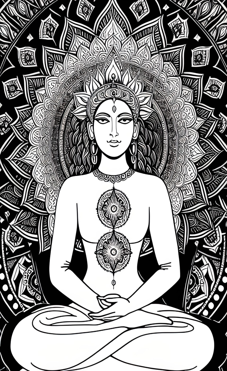 chakras - spiritual awakening, chakras, soul, innermost layer of the atmosphere is the best thing ever to be a part of, third eye, , adult coloring book,  full size coloring page,  image outline,  b&w coloring preview