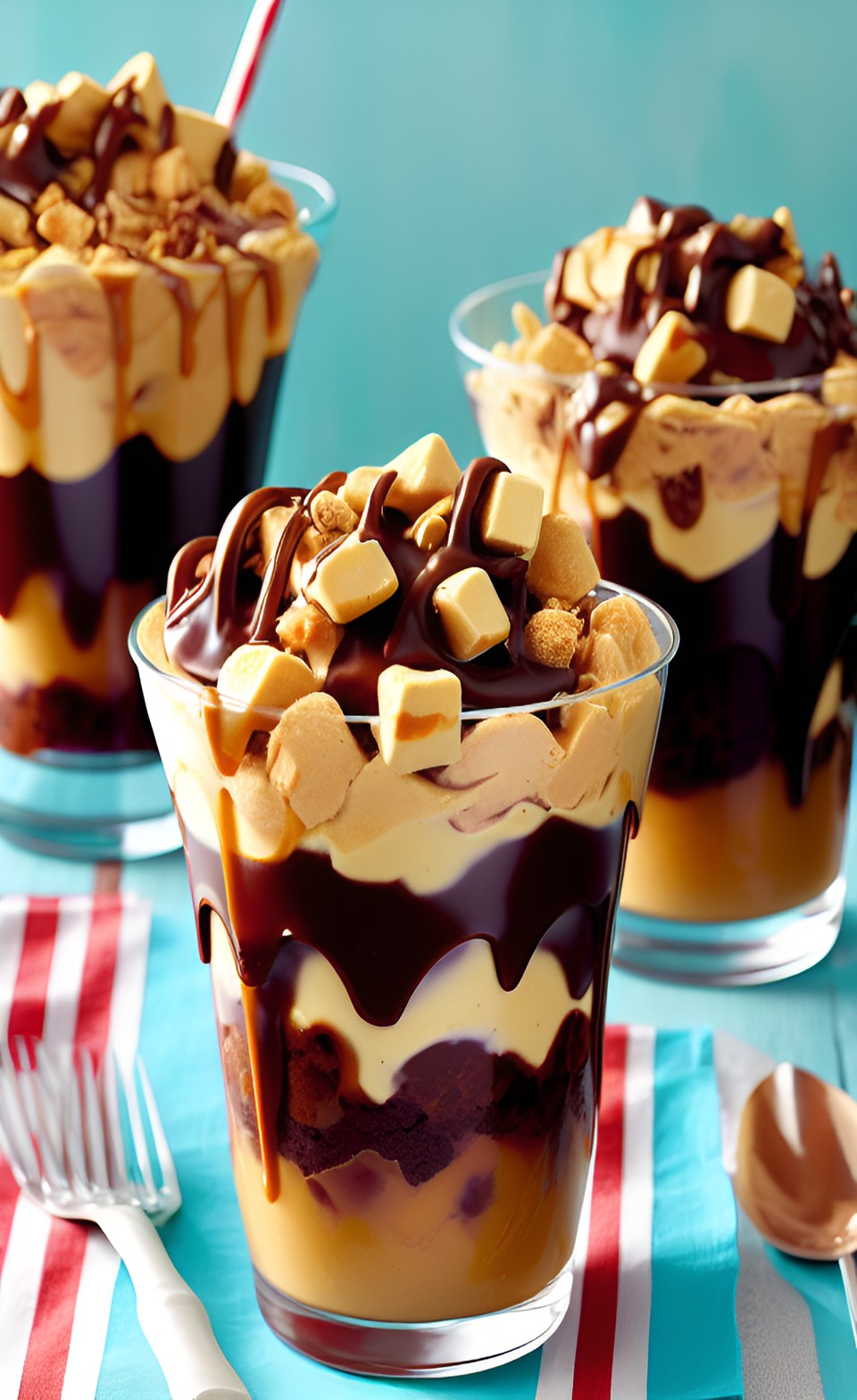 caramel fudge peanut sundaes preview