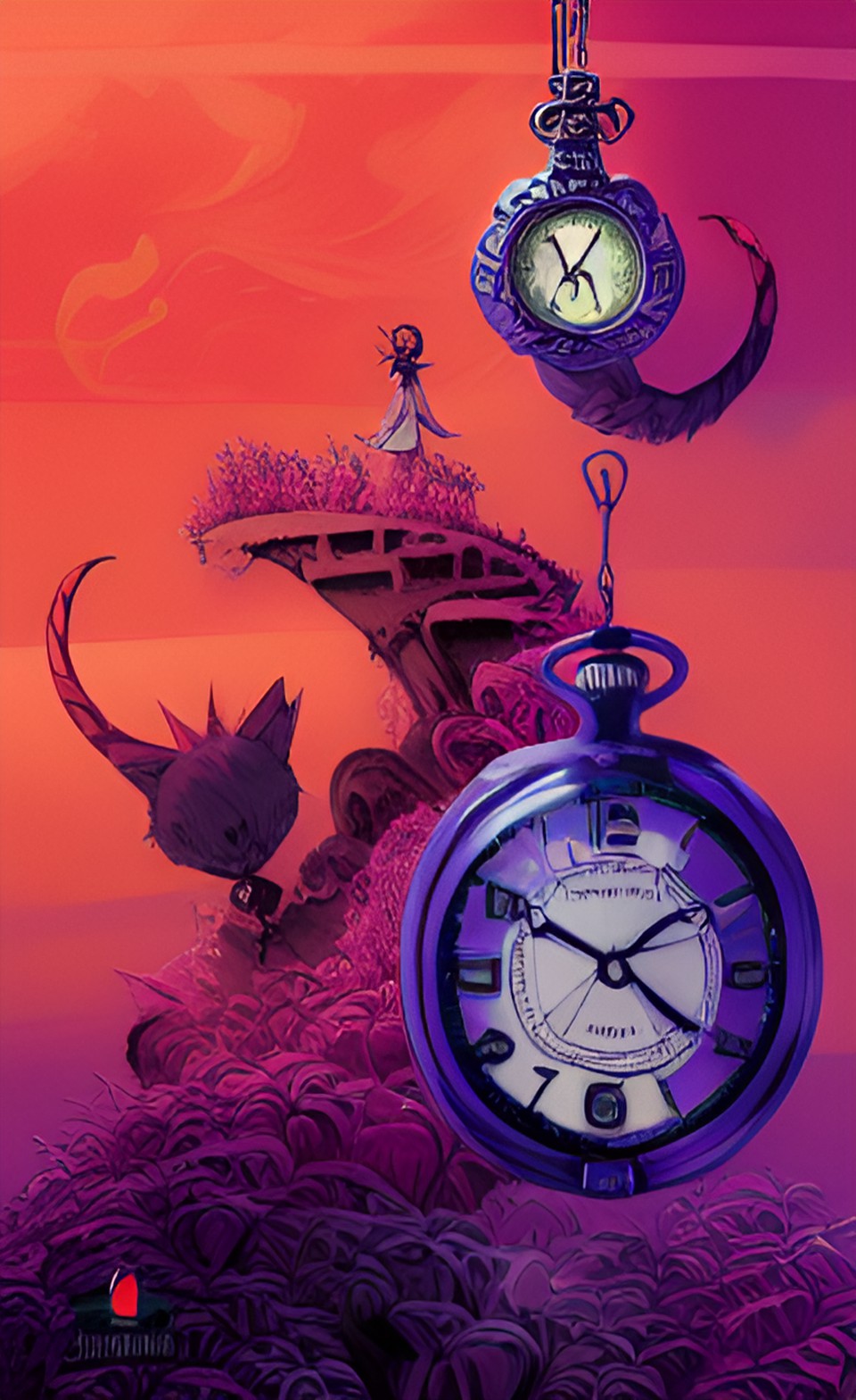 alice in wonderland mad hatter cheshire cat magenta hair pocket watch preview