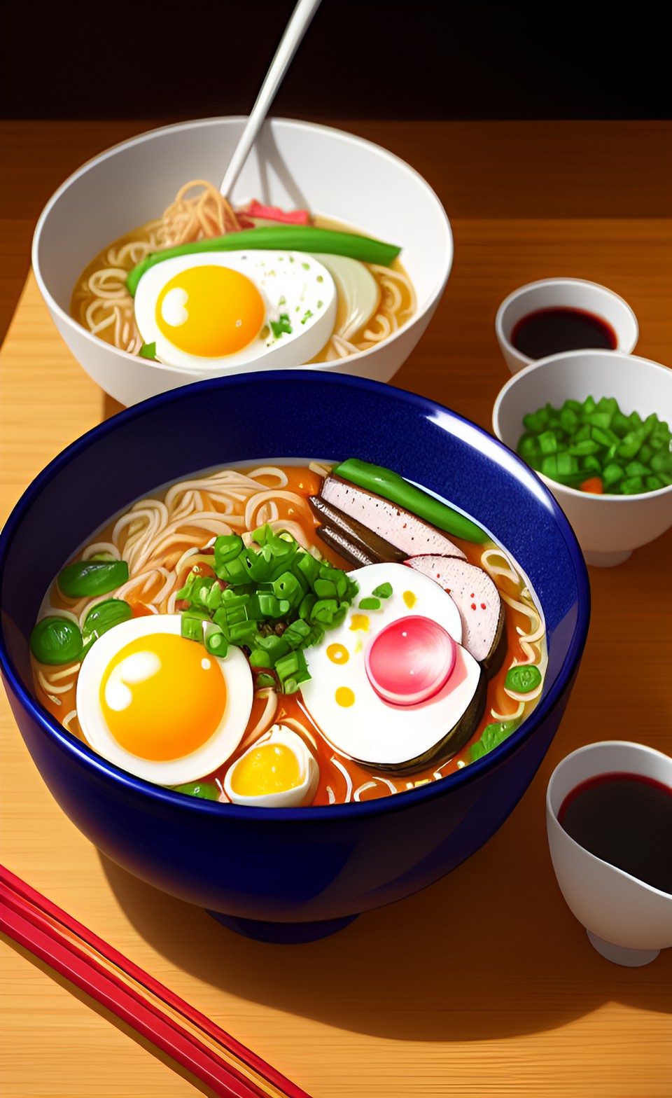 an incredibly detailed portrait of a gorgeous bowl of ramen complete with radish and egg preview