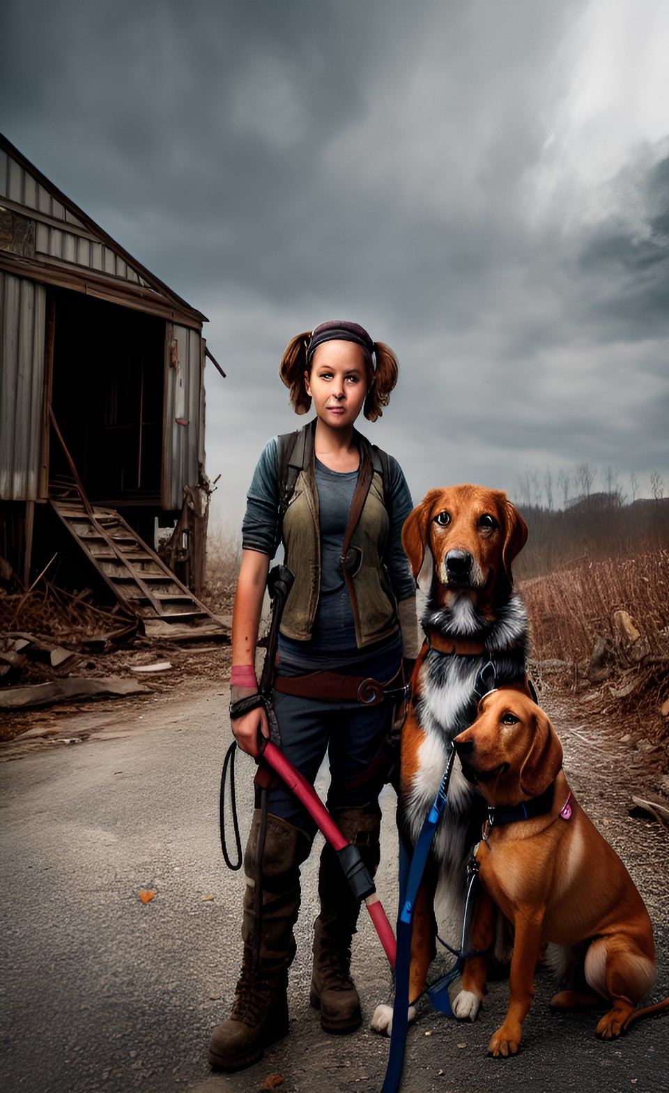 post apocalyptic survivor with her sausage dog ben preview