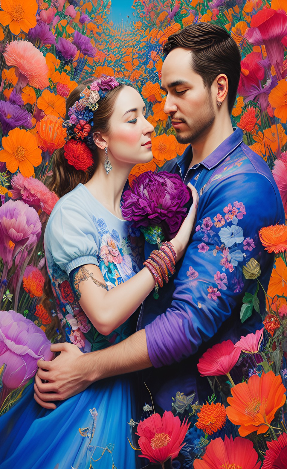 couple dancing in a field of flowers preview