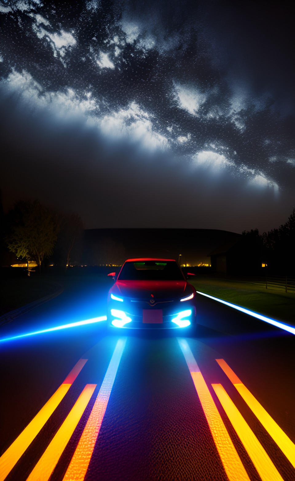 modern led laser headlights at night preview