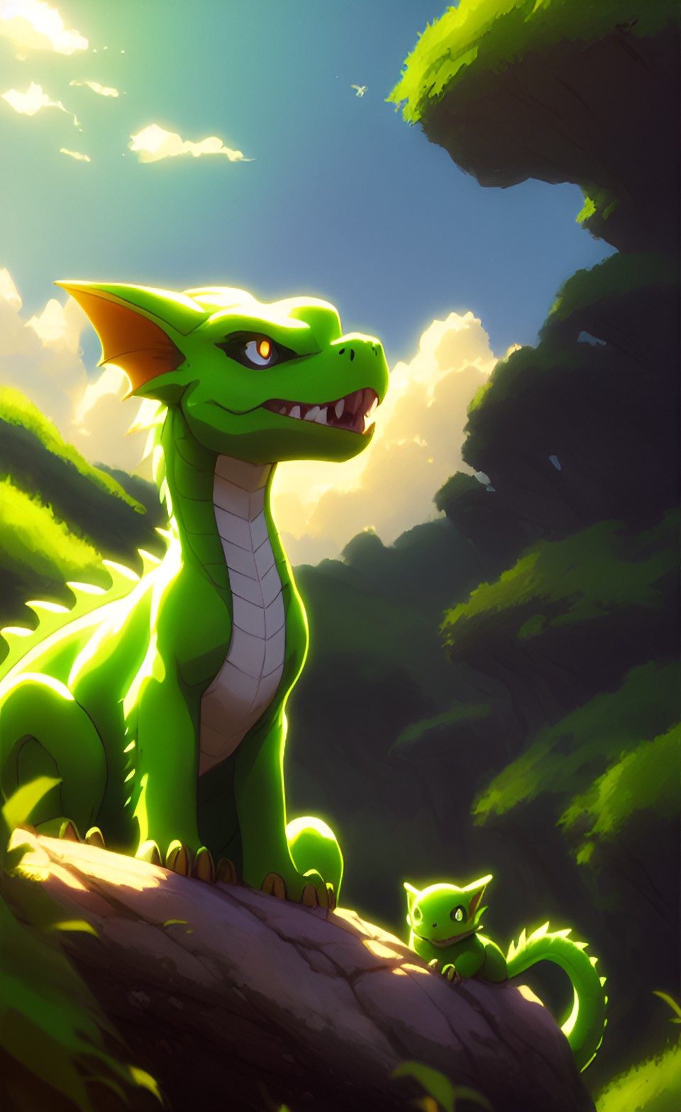 cute baby green dragon preview