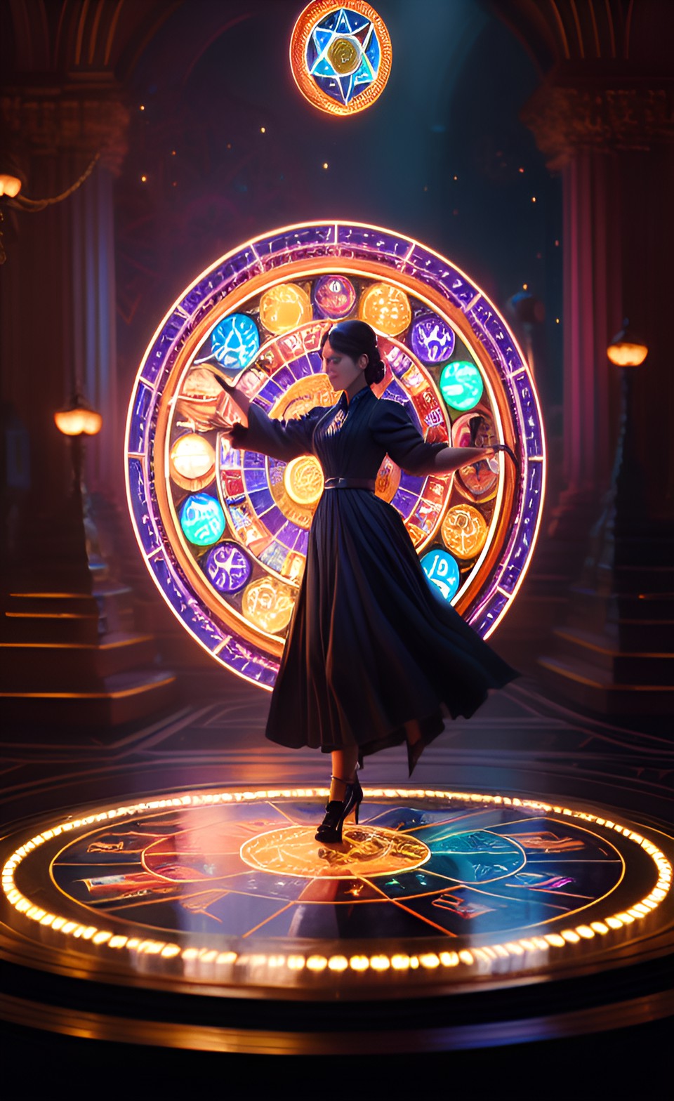 a woman spinning zodiac wheel of fortune preview