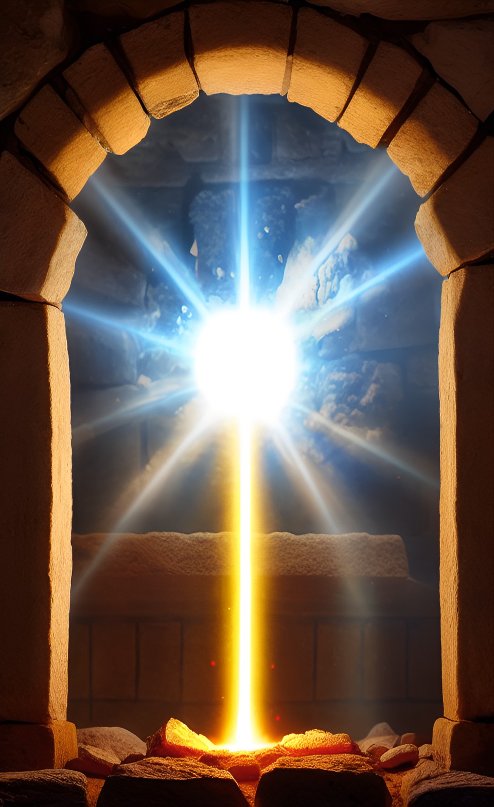 light bursting from the tomb, stone rolled away, great great joy preview