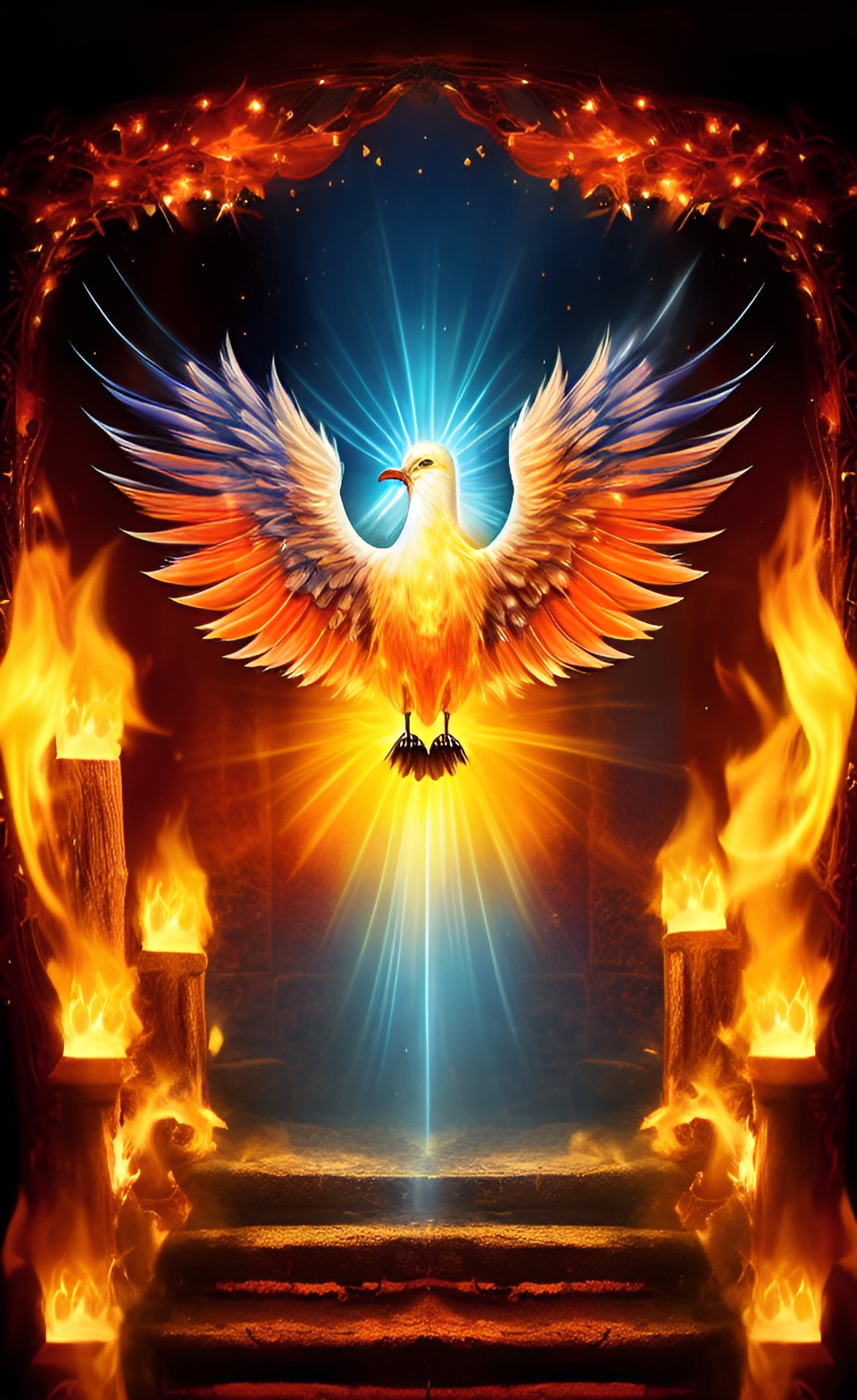 the holy spirit, the flaming dove, shining above the difficult path preview