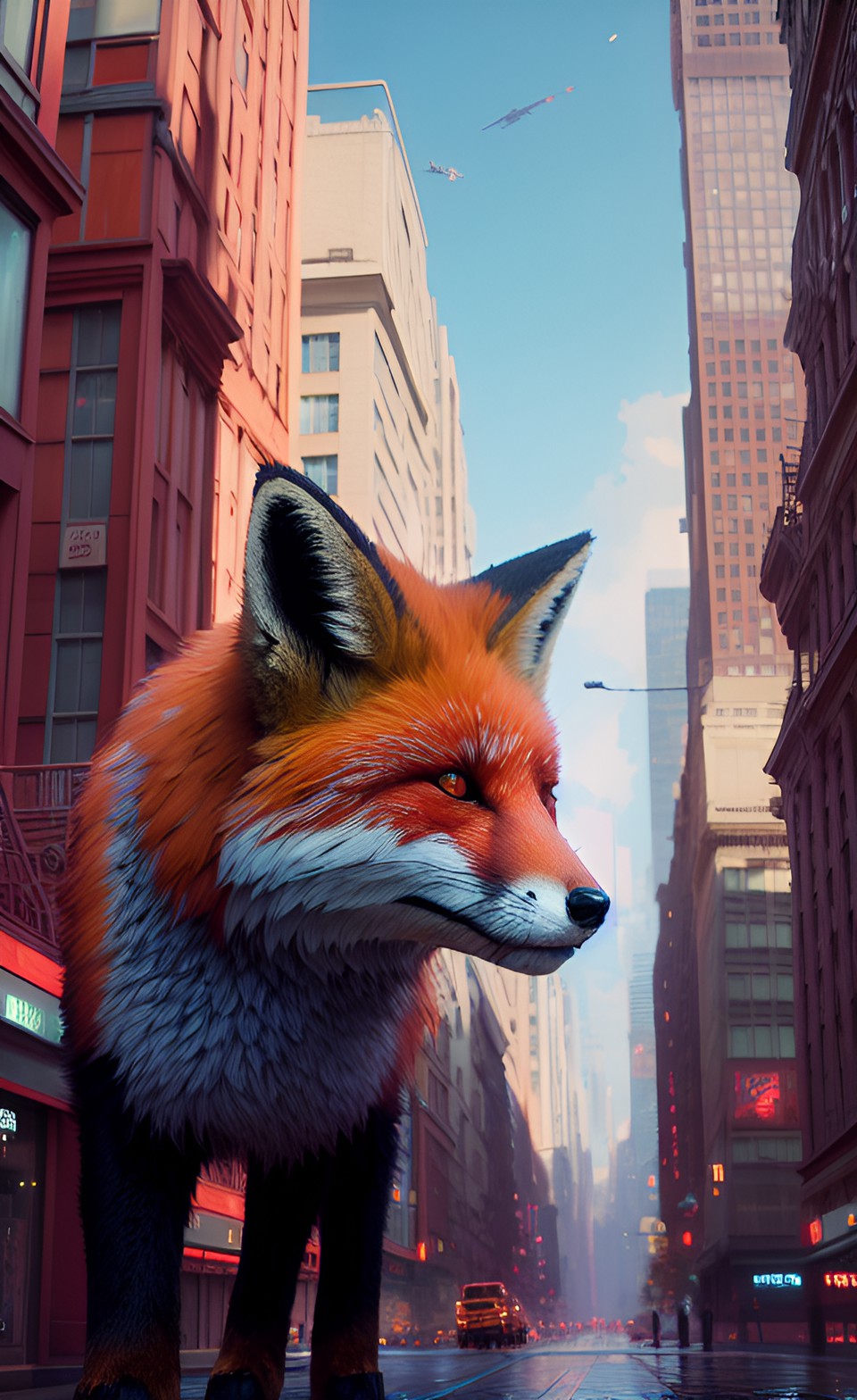 Urban red Fox - giant red fox in city preview