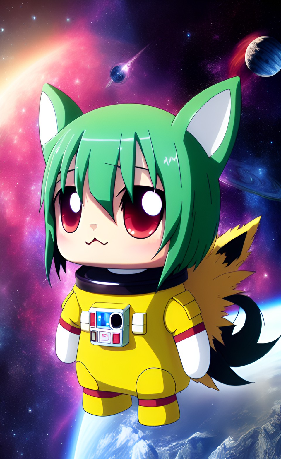 Space Akichu - anime de chibbi en el espacio con su mascota preview