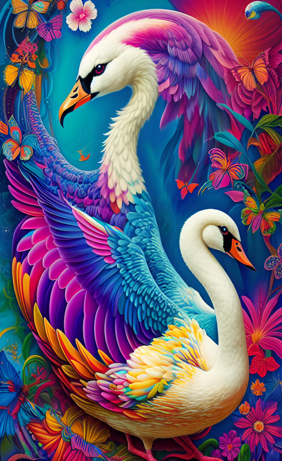 lisa frank art style swan preview