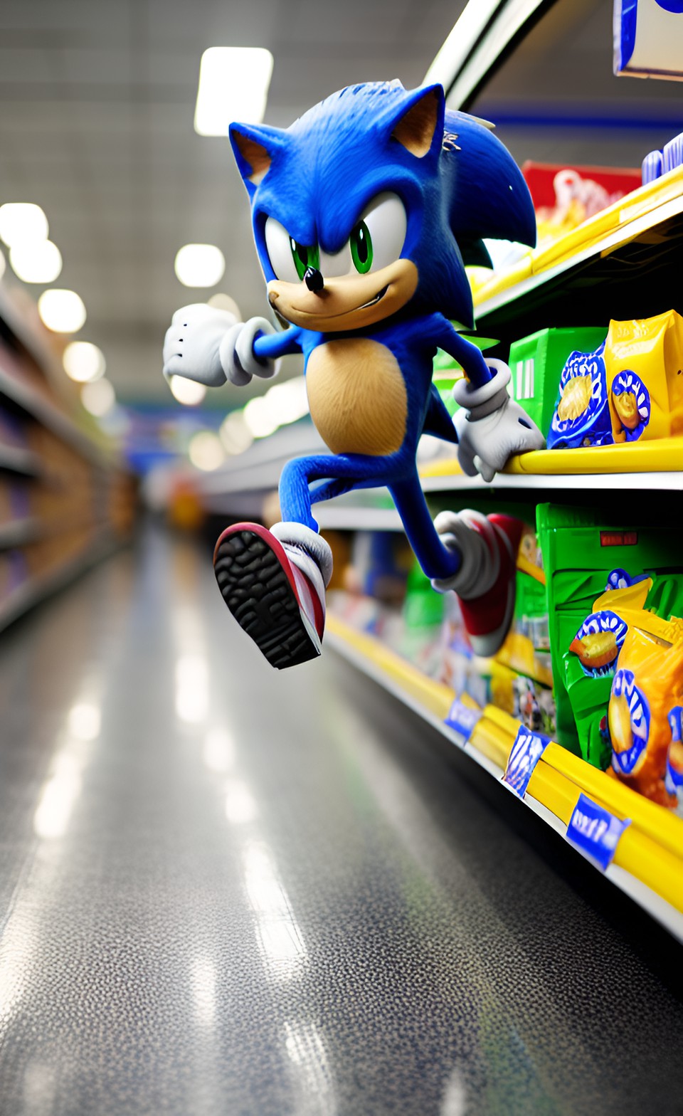 sonic running around in supermarket preview