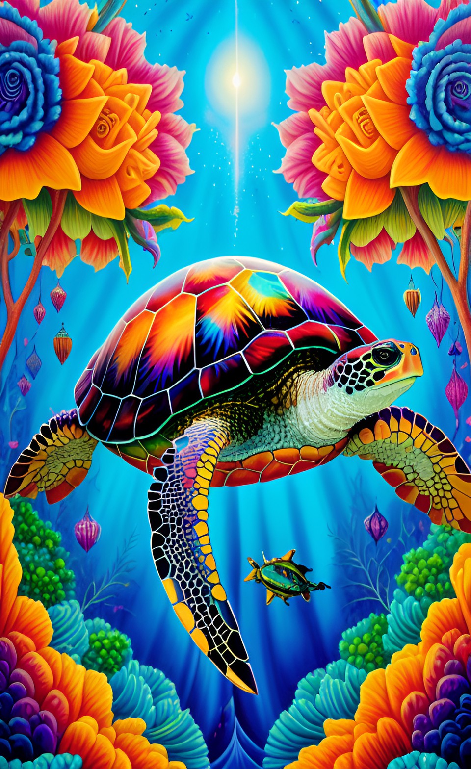 lisa frank art style sea turtle preview