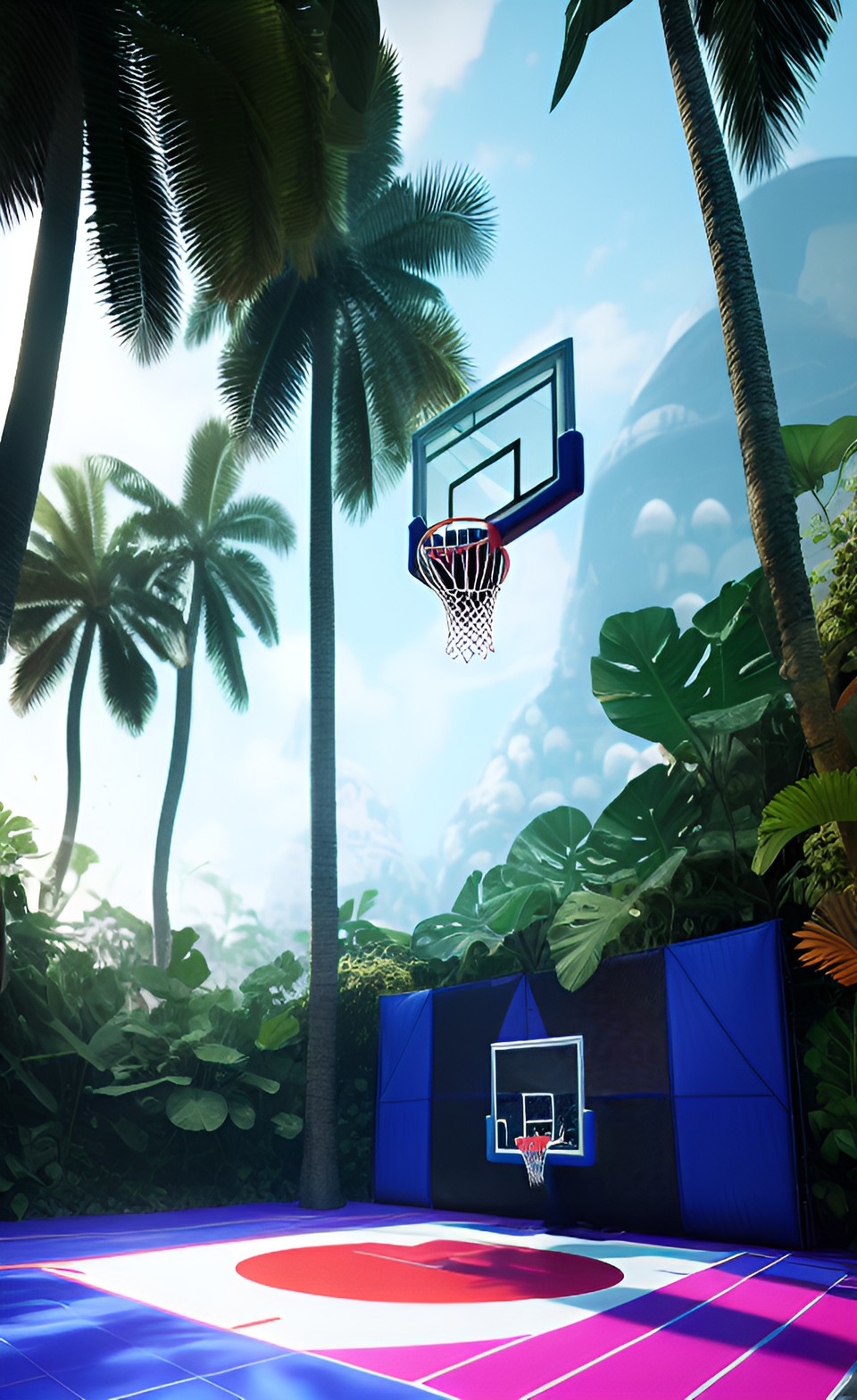 Tropical Basketball Court - floating tropical basketball court in outer space preview