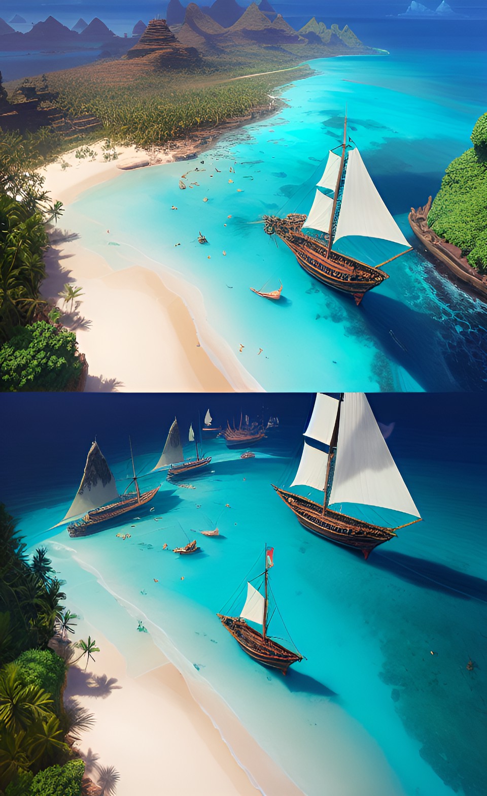 polynesian outrigger ships off the coast of madagascar preview