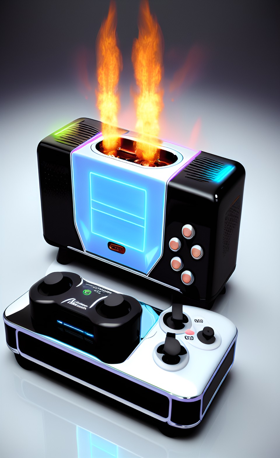 futuristic toaster gaming console preview