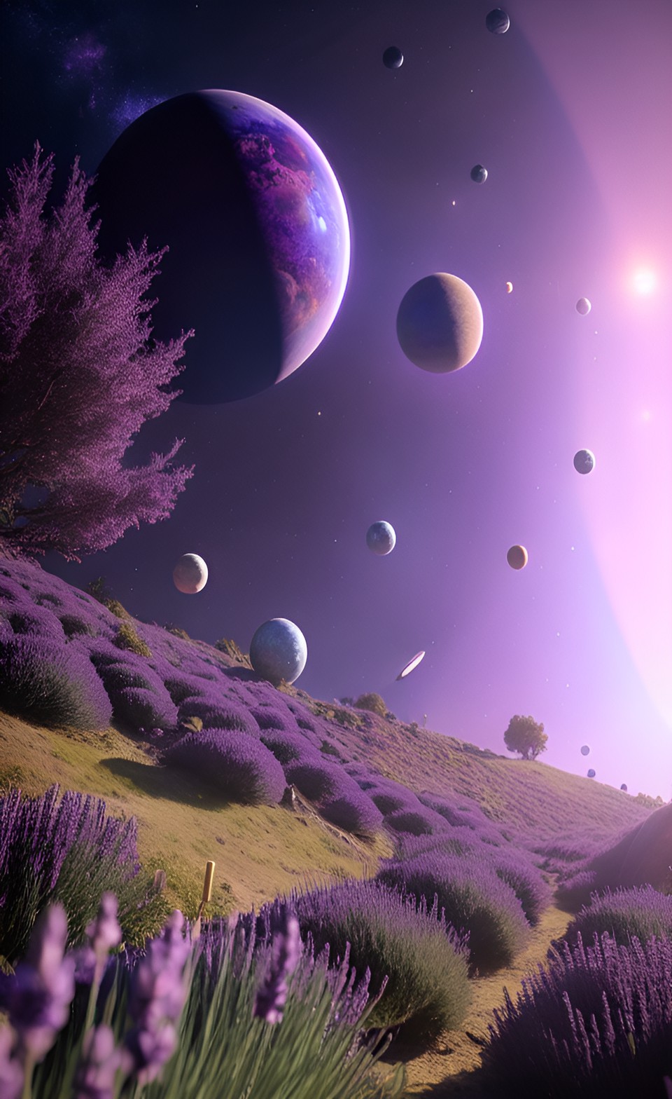 lavender galaxy and planets preview