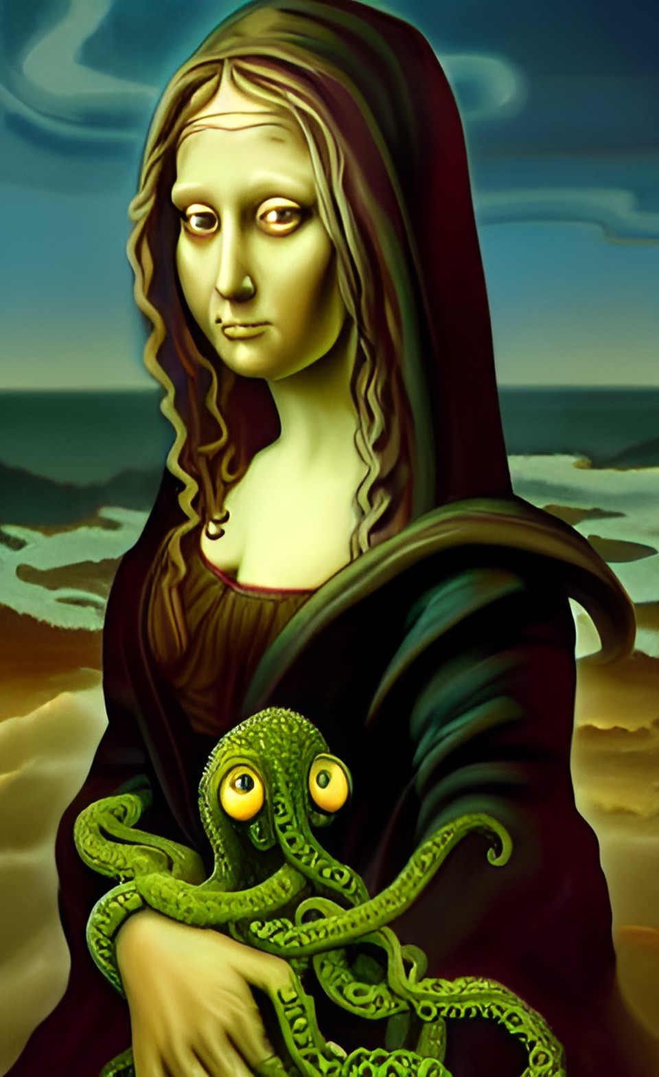 tentacle monster lovecraftiandark nightmare mona lisa tentacle horror preview