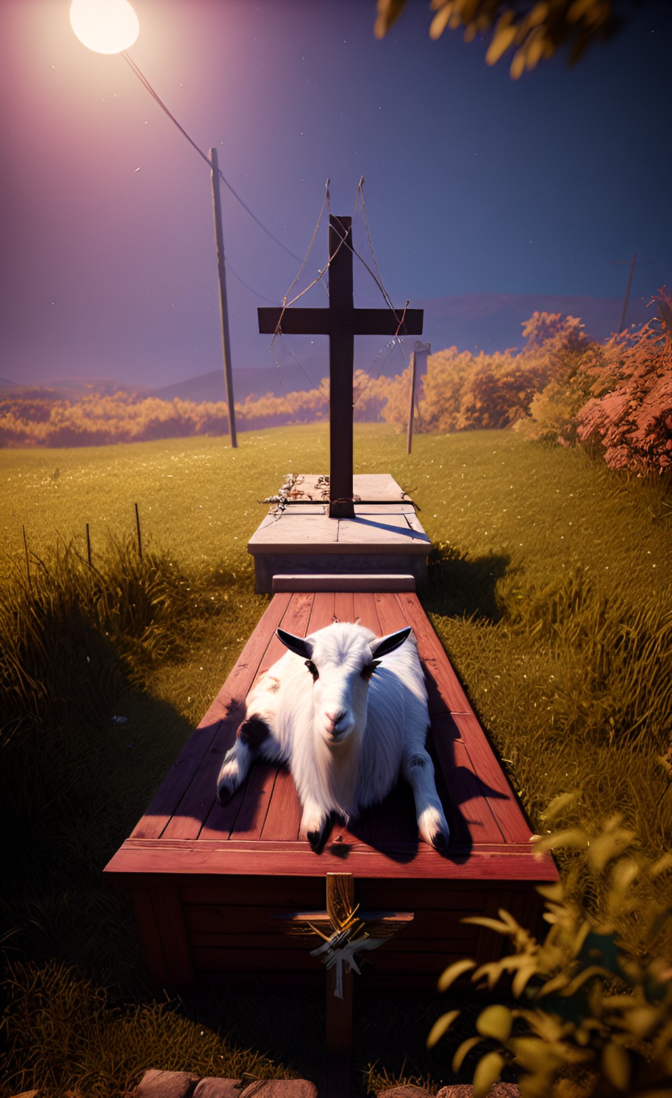 jesus is dead on the cross, a dead goat dies on the altar preview