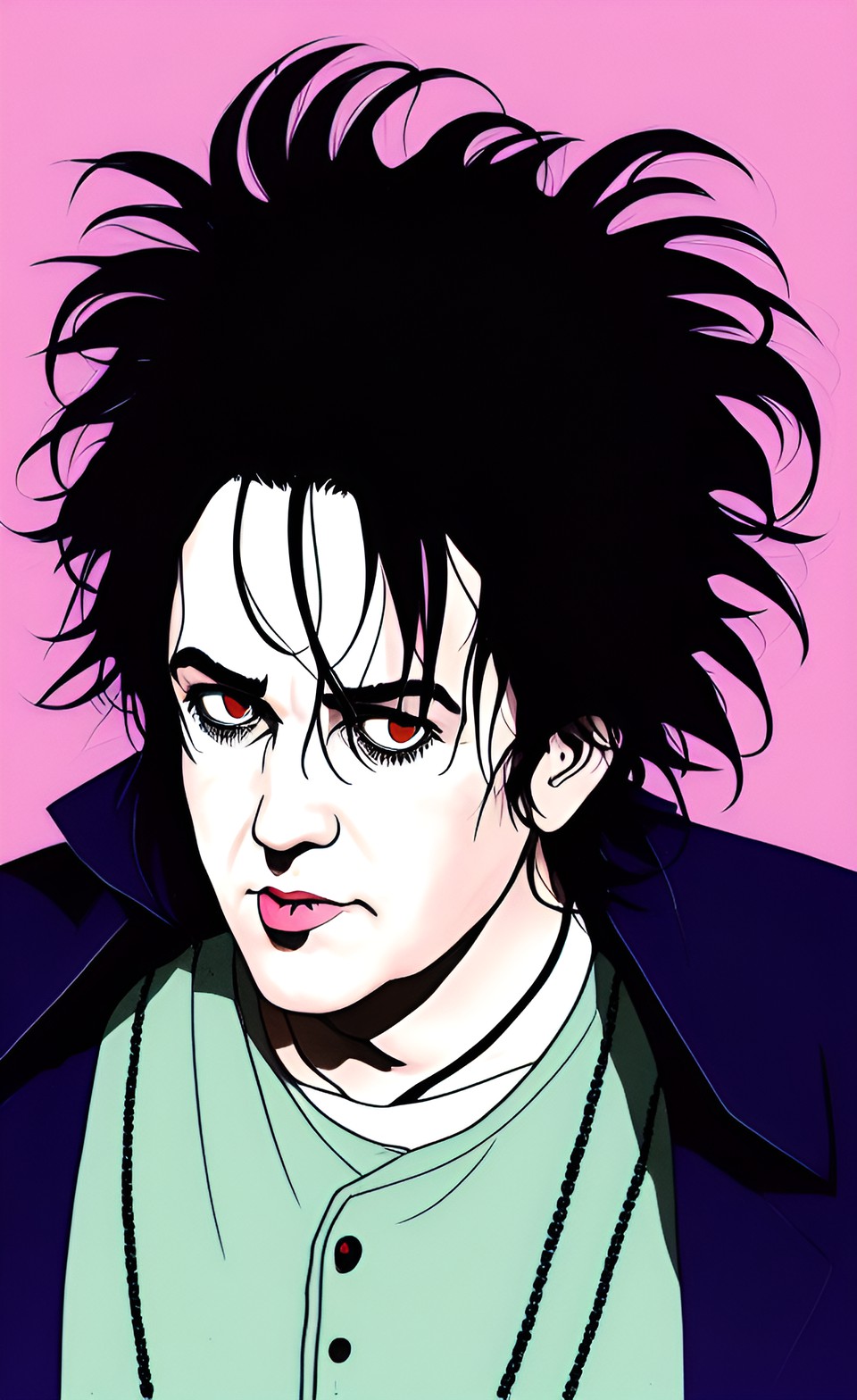 portrait of robert smith from "the cure", in miyazaki's anime style preview