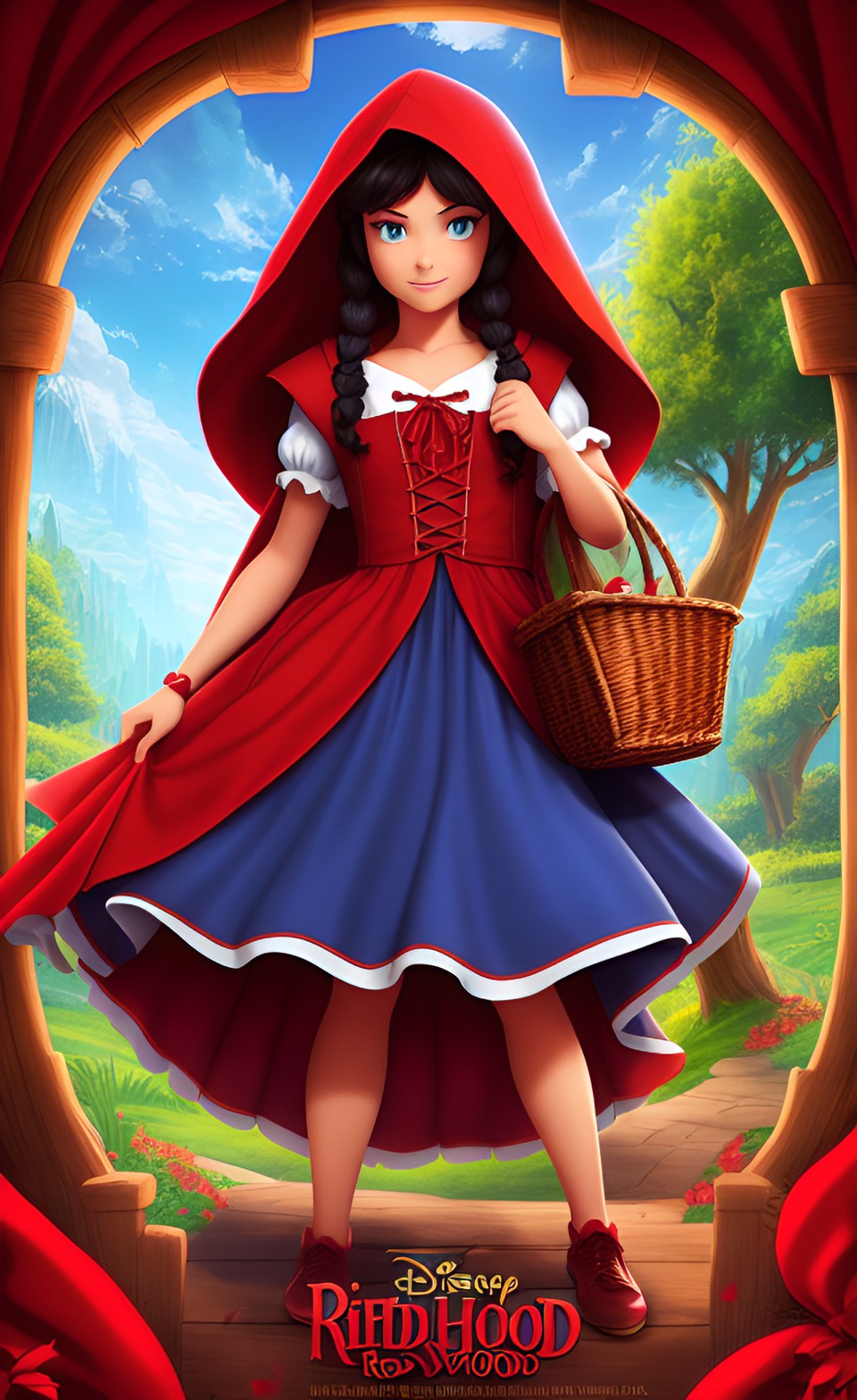 a new disney movie about little red riding hood heavily detailed 3d animation movie poster preview