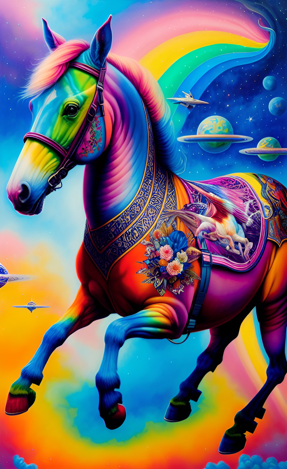 rainbow horse in space preview