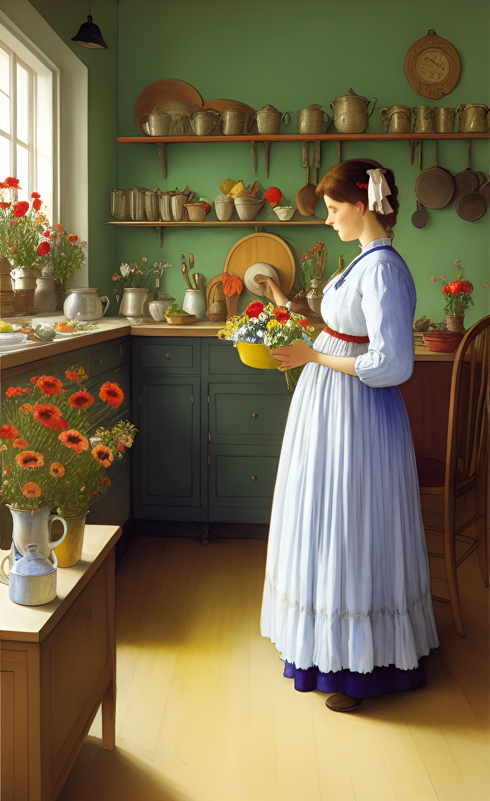 jenny nystrom carl larsson woman kitchen flowers preview