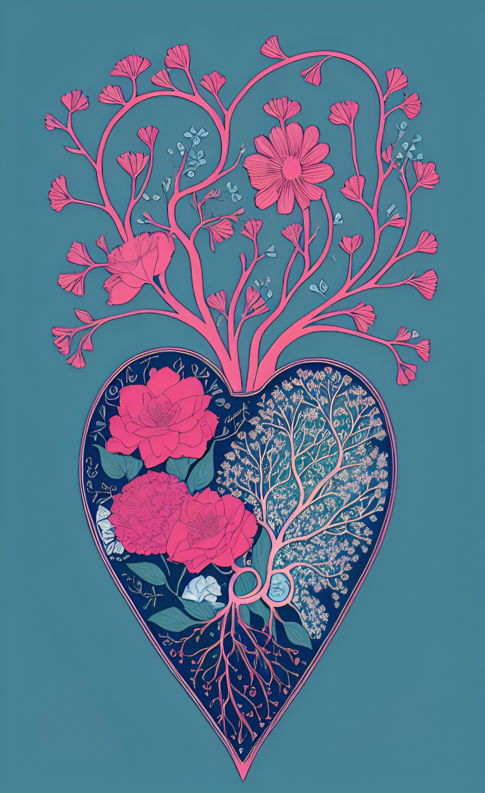 anatomical heart with flowers preview