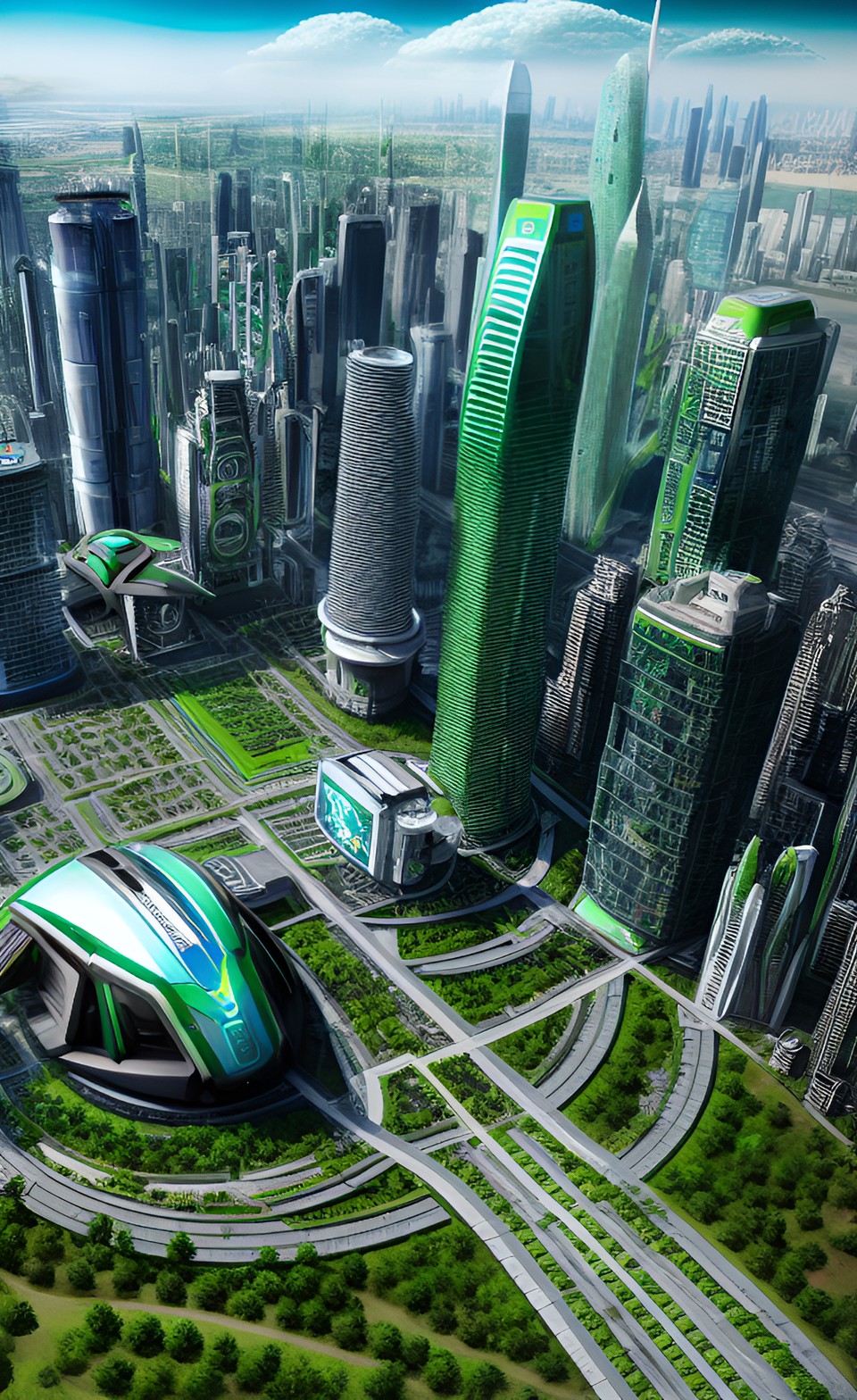 futuristic solarpunk city, go green, conservationists preview