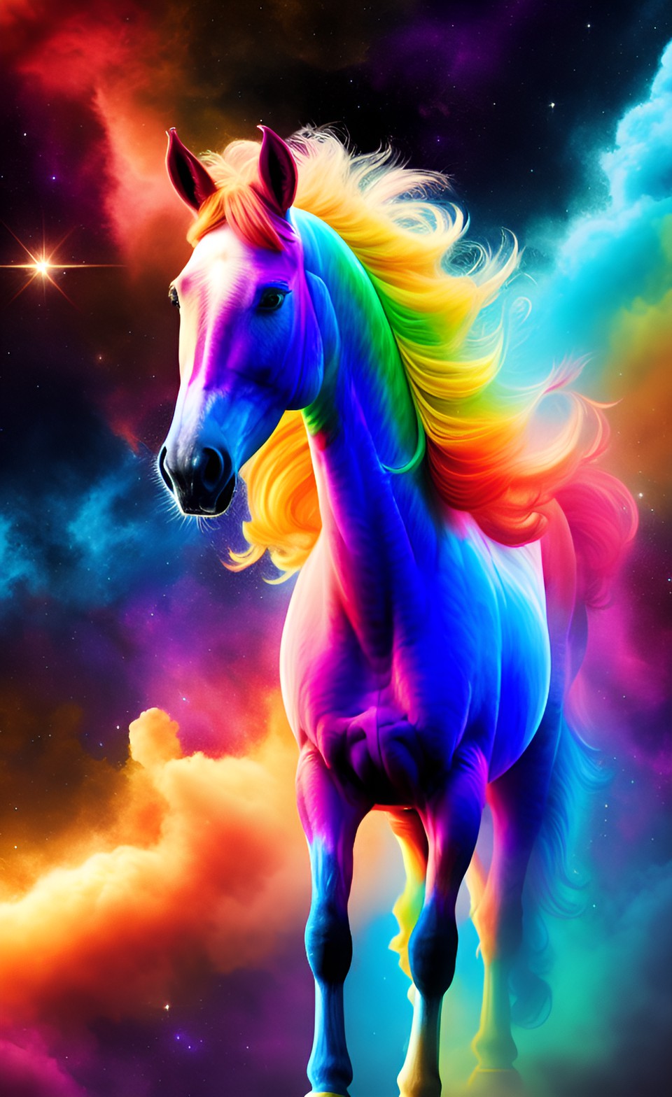 rainbow horse in space preview