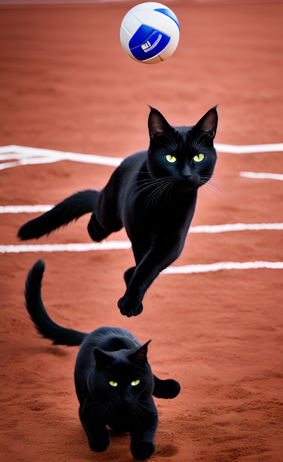 a black cat playing volleyball preview