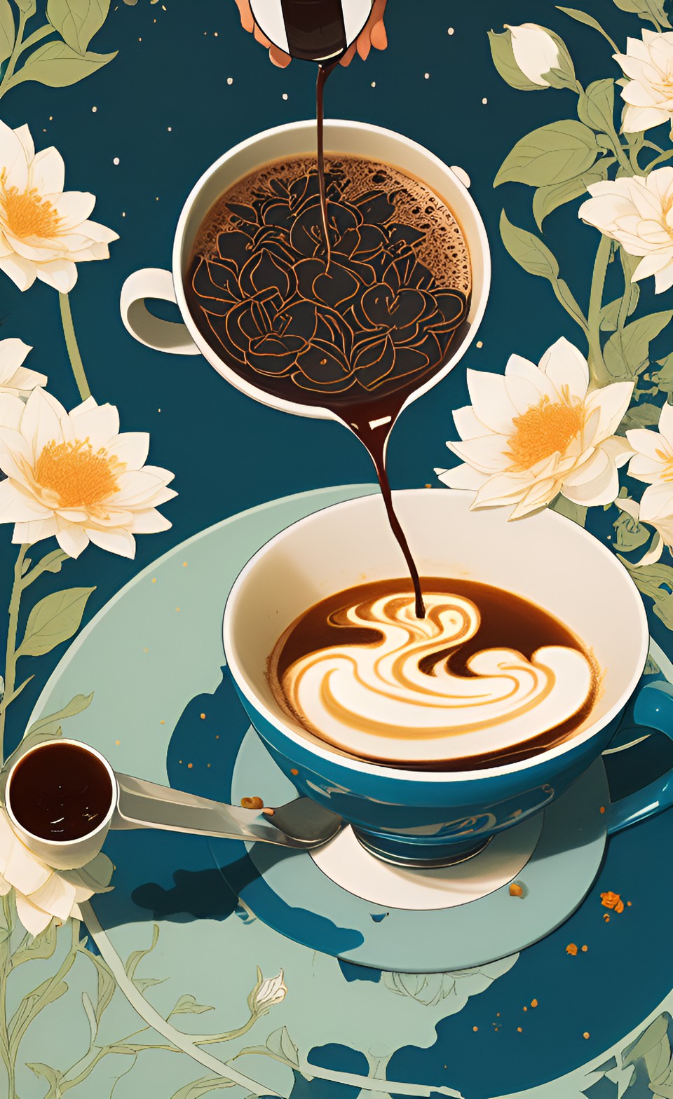 Pond of Peace - coffee being poured out of a vanilla flower preview