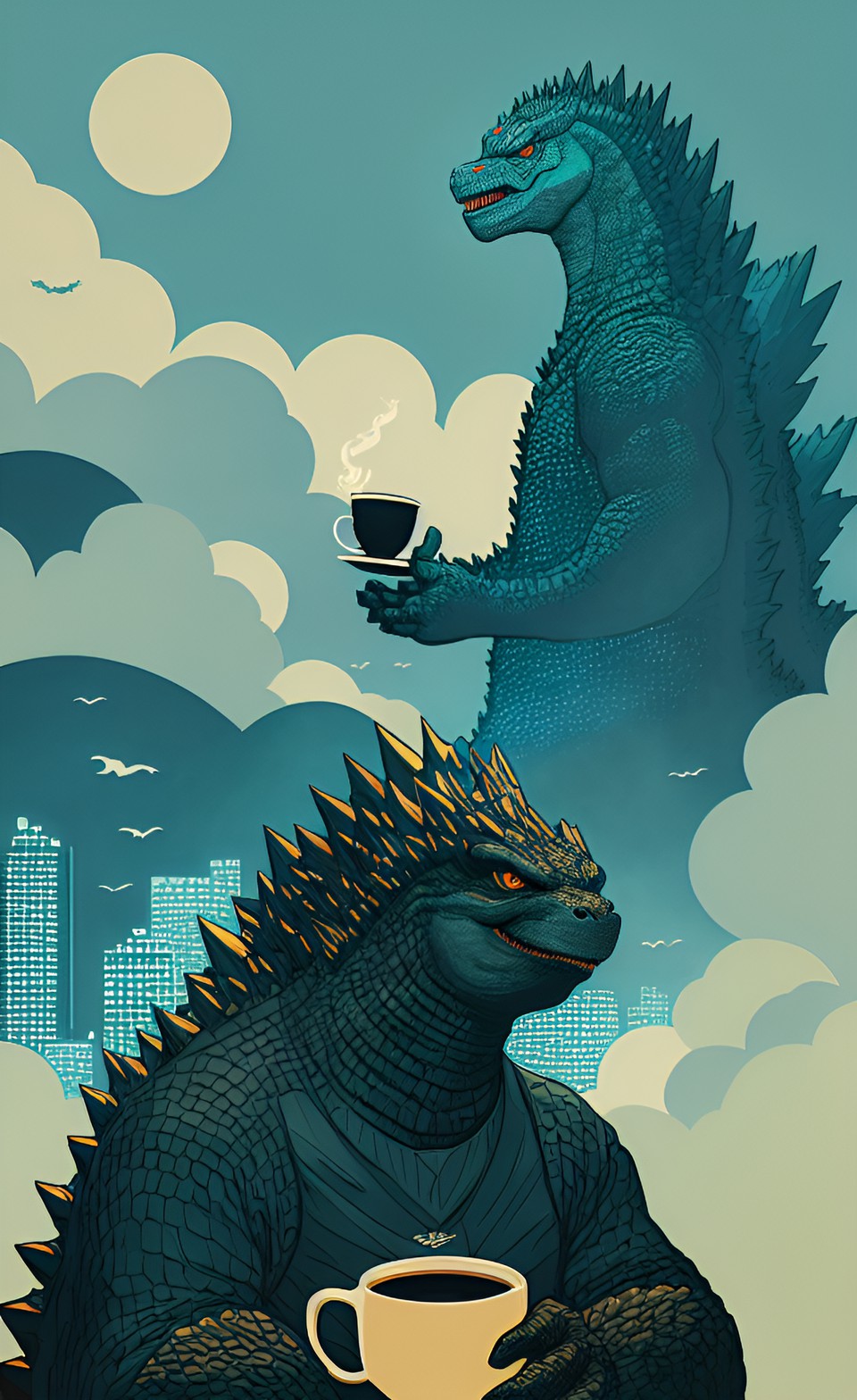 We All Need Breaks - godzilla having a cup of coffee preview