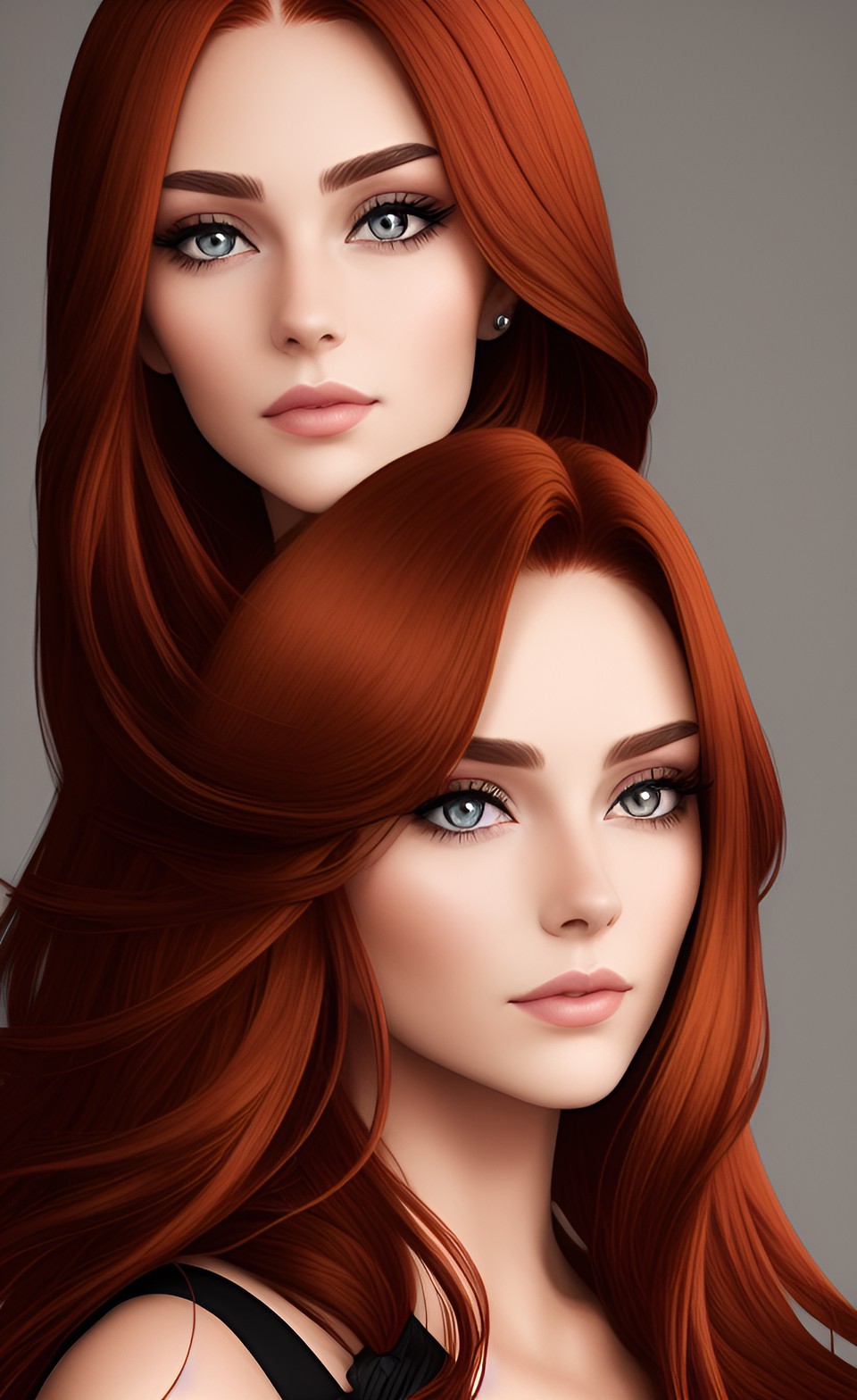 long auburn hair and piercing eyes. she carries herself with grace and poise, exuding a quiet confidence. her angular features are striking, with sharp cheekbones and a defined jawline. preview