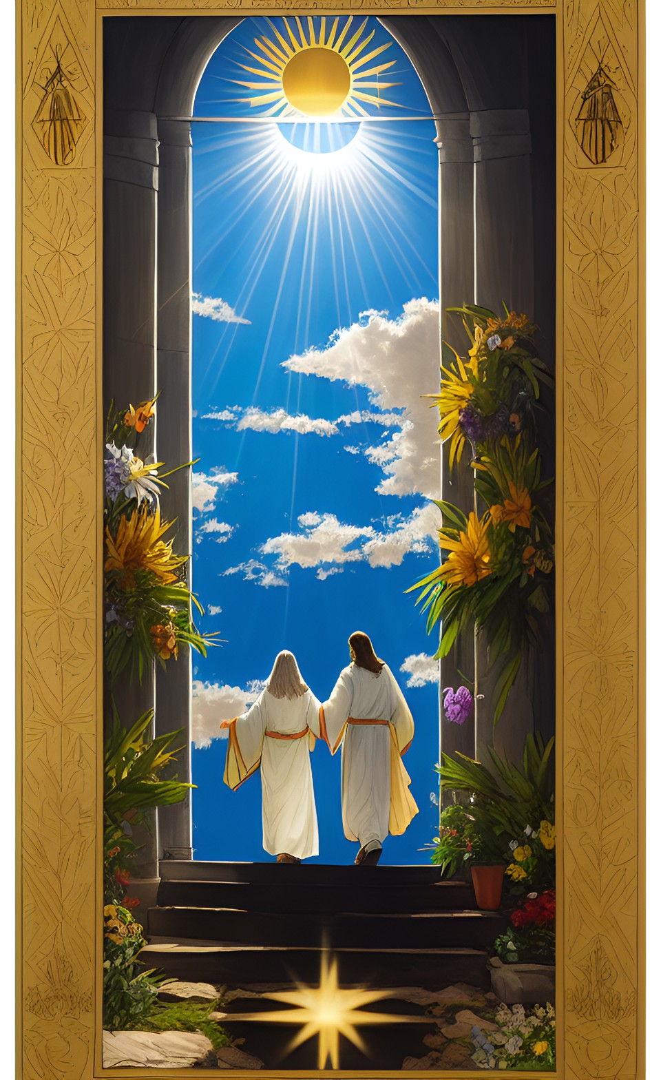 sunday day 1: light and darkness were separated. palm sunday/easter sunday - jesus' triumphal entry and resurrection pentecost helios, sol, sunna,  gold light, sun, healing preview