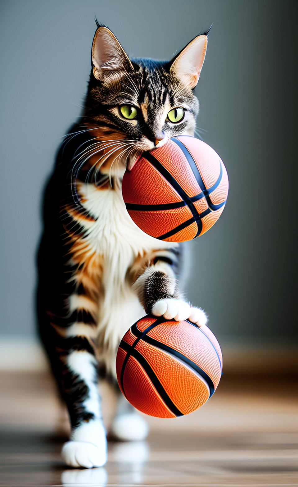 cat eating a basketball preview