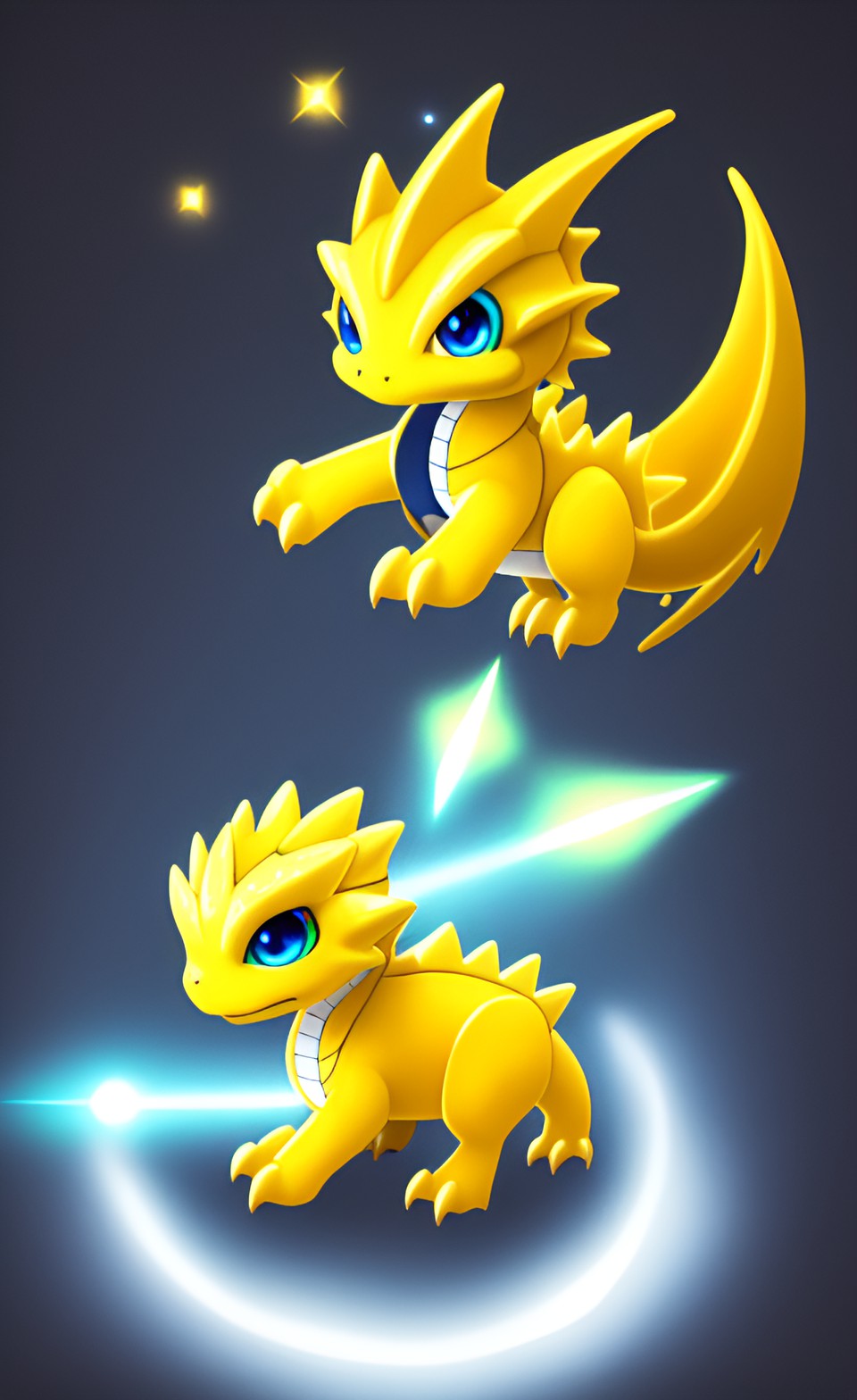 adorable little baby laser dragon that's white and yellow preview