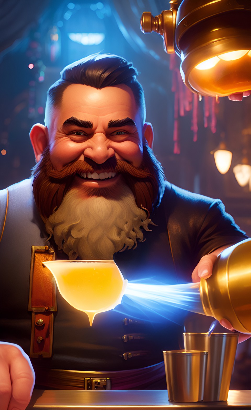 fantasy dwarf bartender smiling preview