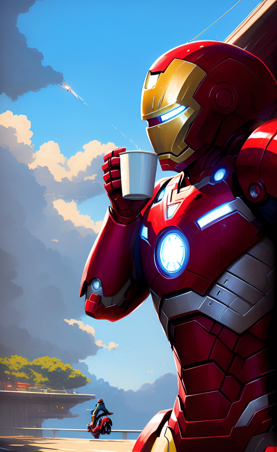 The Iron Cup! - ironman drinking coffee at high speed preview