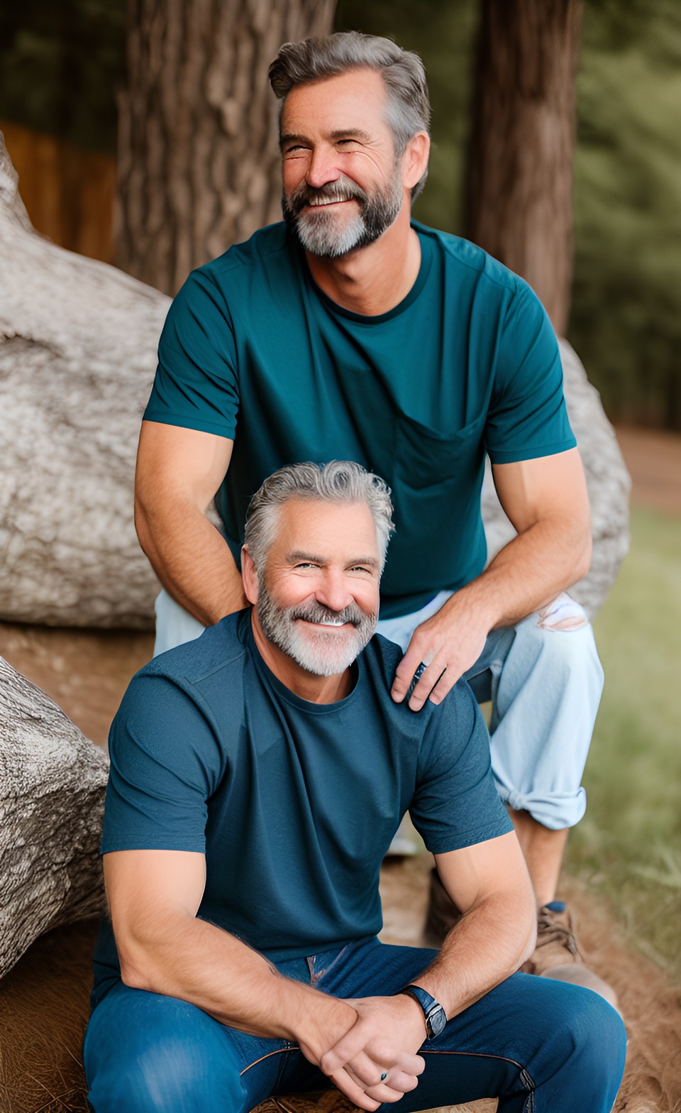 ruggedly handsome dad wearing jeans and a t-shirt. outdoorsman.. preview