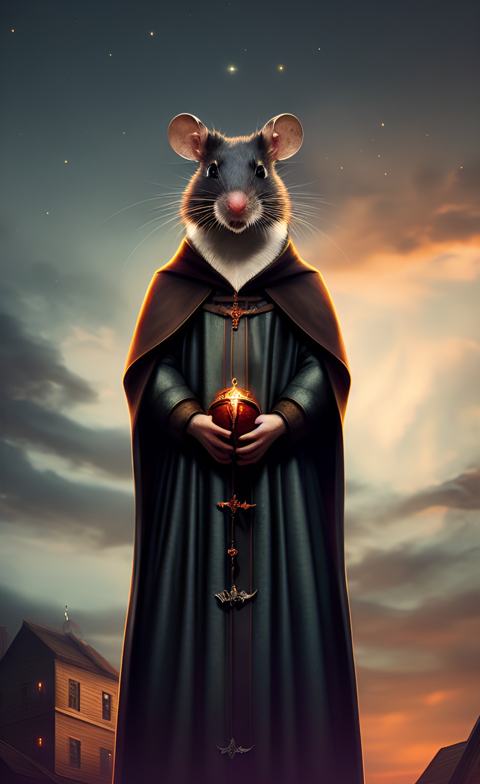 rat, mouse, nighttime, dark sky, rat monk pastor priest, midnight prayer, dark midnight darkness preview