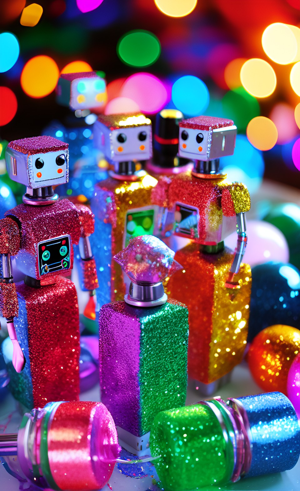 glittery glossy robot party preview